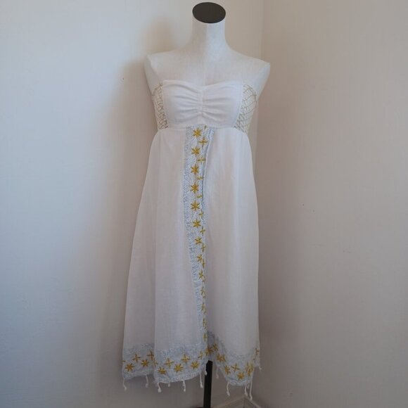 Free People Strapless Embroidered Midi Dress Star of India Womens Small - Picture 3 of 15